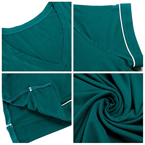Cherrydew Womens Short Sleeve Modal Nightgown Moisture Wicking Nightshirt Sleepshirt Sleep/Night Dress Summer (Green,Small) #TOP5