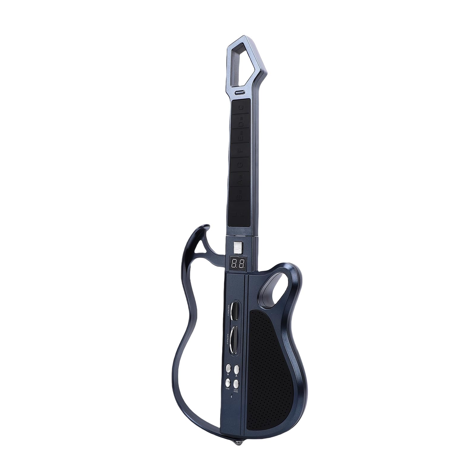 Tissting Chitarra Elettrica Giocattolo Per Bambini Pieghevole Senza Corde - 7 Suoni, Batteria Ricaricabile, 4 Ritmi, Cinturino Incluso Per Musica In Famiglia E All'Aperto (Black)