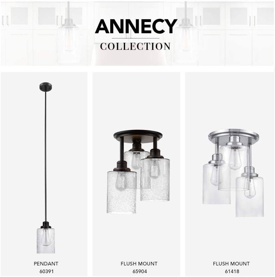 Annecy 57.1" Bronze and Seeded Glass Pendant Light