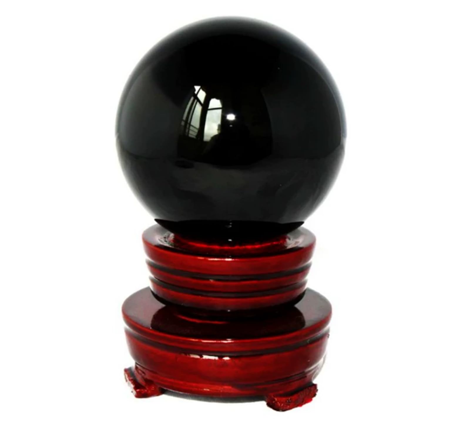 AARTERZZA Big Divination Obsidian Fengshui Sphere, Black Crystal Ball Figurines,Gemstone with Stand for Home Decorations Ornaments,16cm