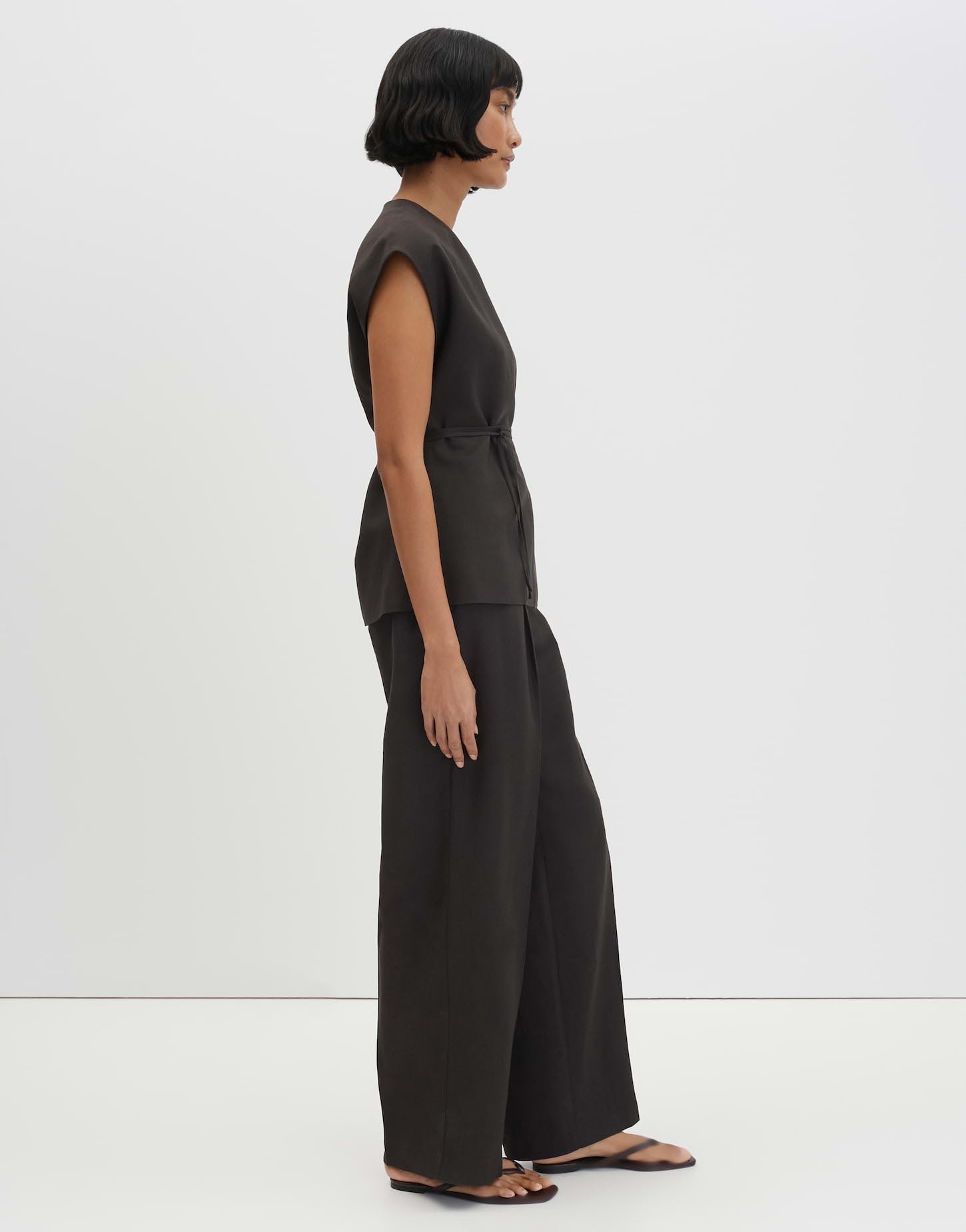 someday Damen Leinenweste mit Bindedetail Slim Fit