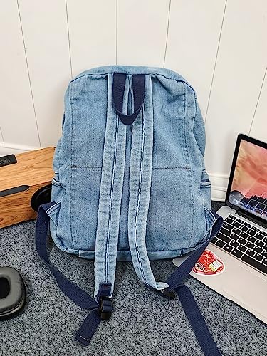Image of MaxxCloud Vintage Denim Laptop Backpack Casual Canvas Daypack Handbag Purse Lightweight Rucksack Shoulder Bag