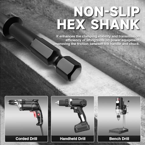 1-1/4"×24" Professional Auger Drill Bit for Wood with Quick Change 1/2" Hex Shank- 3-Cutter Design with Dual-Flute for Fast Chip Removal, Fits Hardwood, Softwood, PVC, Drywall & Tree Stumps by METOTY - Image 3