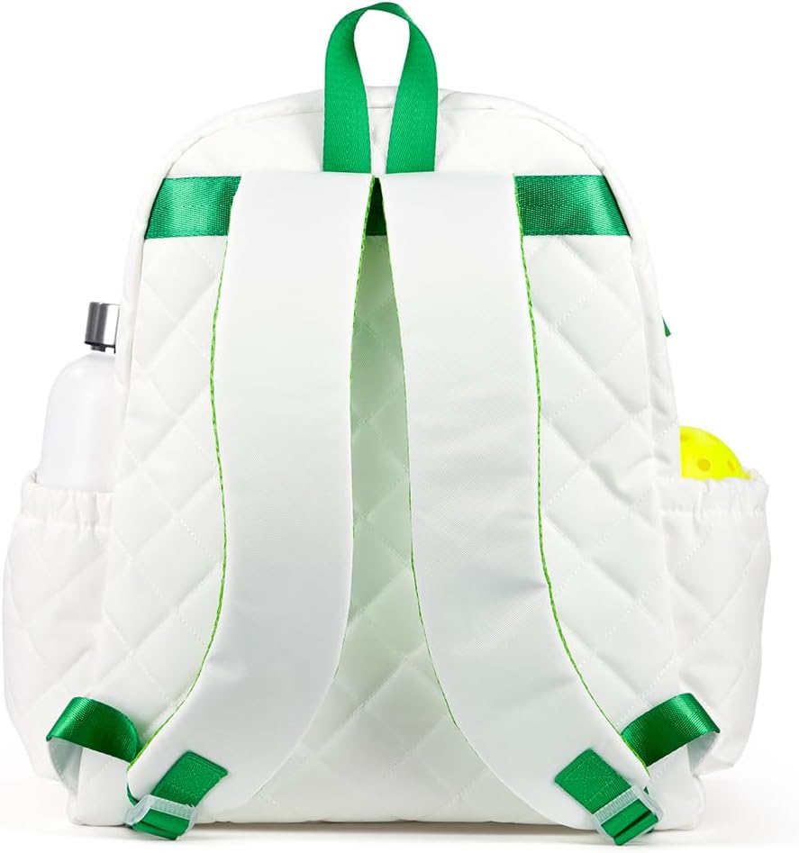Ame & Lulu Pickleball Time Backpack (Quilted White/Green)