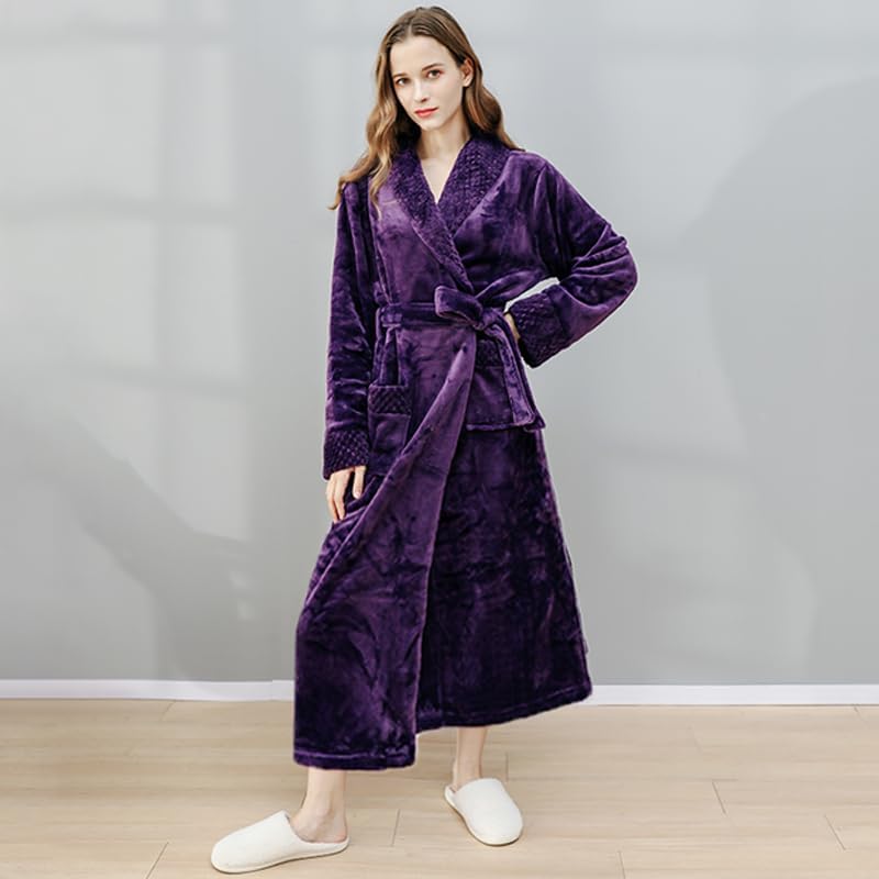 Oksun Womens Plush Fleece Long Robe: Flannel Warm Bathrobe - Full Length Winter Housecoat - Soft Cozy Nightgown Sleepwear - Image 6