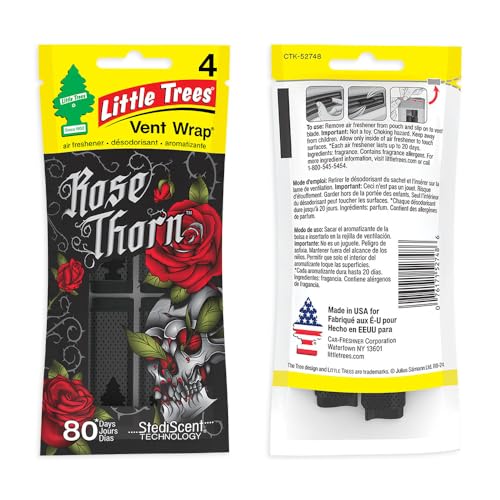 Image of LITTLE TREES Car Air Freshener | Vent Wrap Provides Long Lasting Scent, Invisibly Fresh | 16 Air Fresheners | Rose Thorn