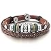 INBLUE Men,Women's Alloy Genuine Leather Bracelet Bangle CZ Brown Black Adjustable Tribal