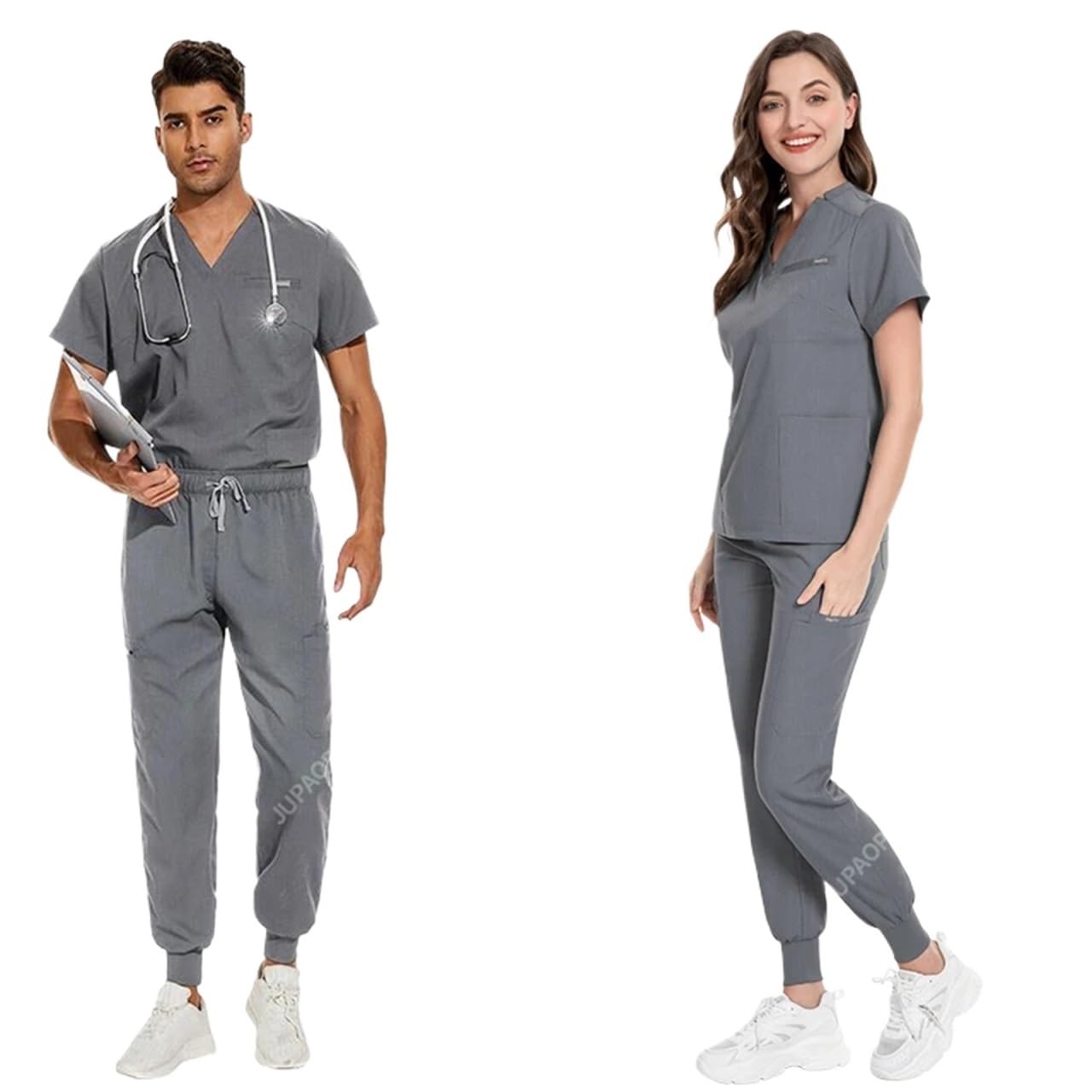 Uniforme Sanitario Unisex Uniforme médico de Manga Corta y Pantalones for Mujer, Uniforme enfermería, Tienda Mascotas(Color 1,XXL)