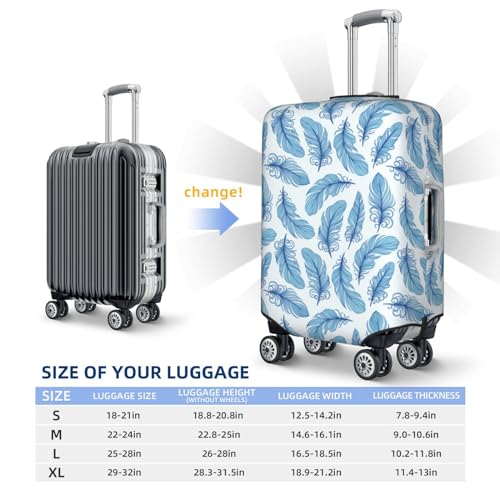 Travel Luggage Cover - Blue Feather Washable Suitcase Covers Protector Fits 18-32 Inch Luggage4