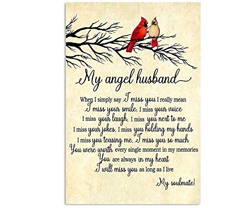 SIGNCHAT Cute Birds My Angel Husband When I Simply Say I Miss You I Really Mean I Miss Your Smile Your Voice Your Laugh My Soulmate Poster Art Wall Decor Metal Sign Poster 8x12 inches