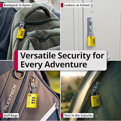 Image of Fosmon TSA Approved Luggage Locks, Travel Locks for Luggage Suitcases, 3-Digit Combination Lock 2 Pack, Small Padlock with Inspection Alert Indicator for Travel Accessories, Gym Locker