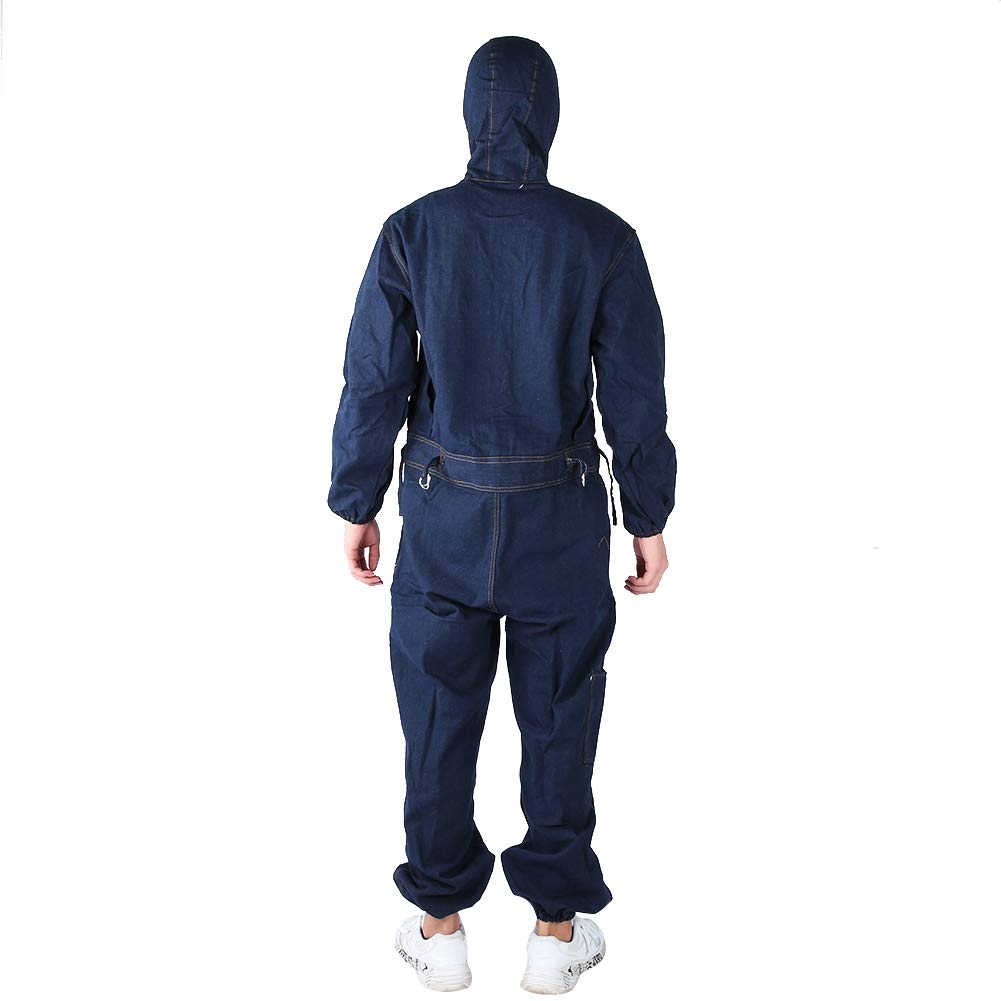 Traje de soldadura eléctrica con mono de mezclilla, conjunto de ropa de trabajo para seguridad laboral, monos reforzados y resistentes al desgaste con puños elásticos para