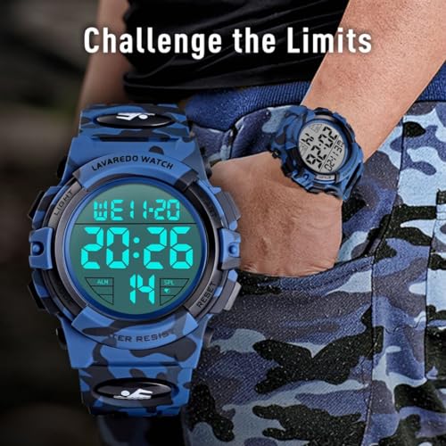Reloj Digital para Hombre-Relojes Militares Deportivos 5 ATM Impermeable al Aire Libre Cronógrafo Militar Relojes de Pulsera para Hombres con Luz Trasera LED, Alarma, Fecha, a Prueba de Golpes - imagen 3