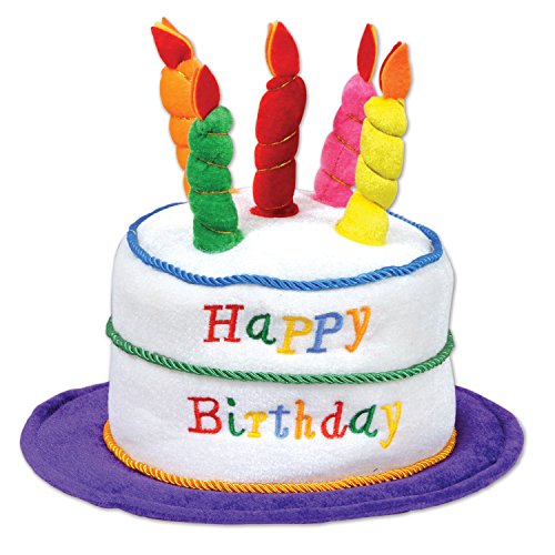 Beistle Unisex Happy Birthday Cake Hat With Candles – Perfect Party Accessory For Special Day Celebrations, Milestones & Festive Occasions, Photo Booth Headwear