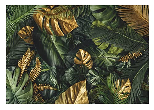 WallArena - Vlies Fototapete Blätter grün gold Monstera Pflanzen Natur...