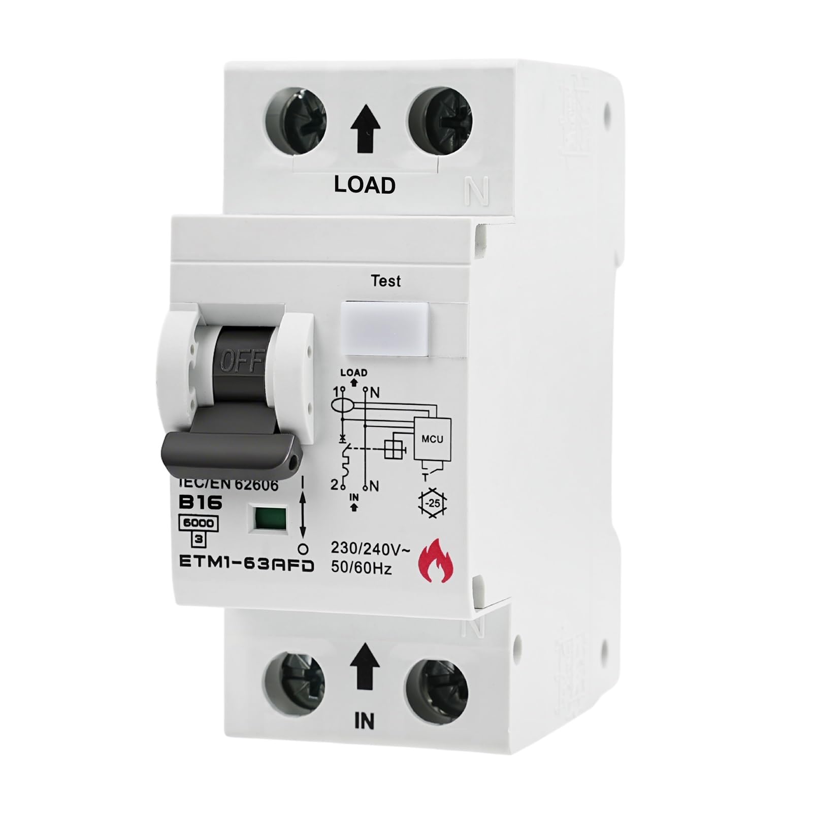 Jadeshay Interruttore Magnetotermico AFDD 1P+N 16A 230V 3~5 In Volte Corrente Nominale Distacco Istantaneo Interruttore Antincendio per Prevenire Incendi di Origine Elettrica Causati da Cavi Usurati