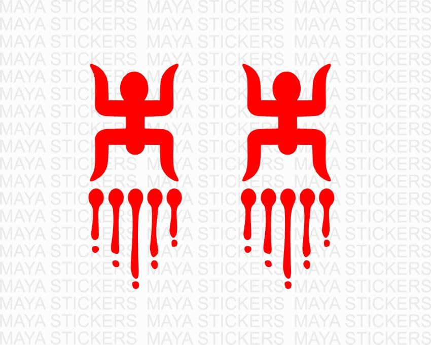 2 x Bengali swastika Sticker by Maya Stickers® 5 x 2 inches (Red)