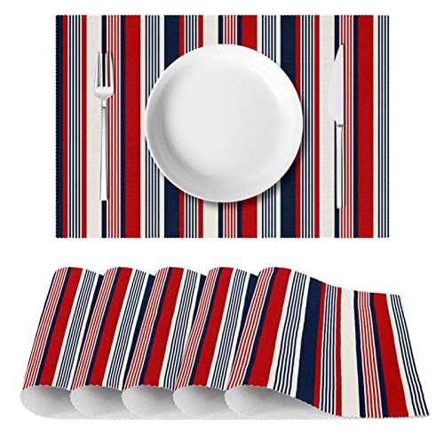 Sets de table antidérapants résistants à la chaleur, lot de 6 lavables style rétro