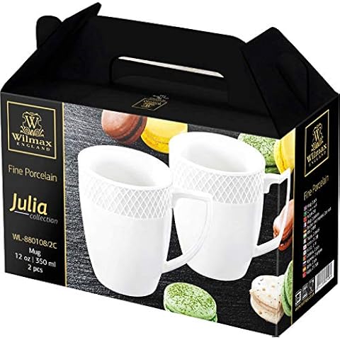 Wilmax Julia Set Of 2 Mugs 12 Oz | 350 Ml In Color Box | Dishwasher Safe, Easy To Clean | Fine, English Porcelain | Wl-880108/2C Cover