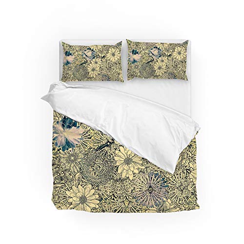 Parure de lit en polyester ultra doux fleurs abstraites CHEHONG - 2
