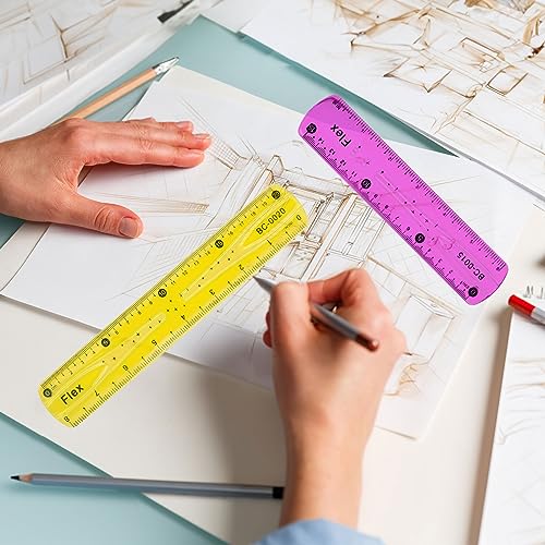 Flexibles Lineal Set - 30cm, 20cm, 15cm Grundschule, 6 Stücke Bunt Weich, Transparent Bruchsicher Biegbares für Schule Büro Zuhause Kinder Mädchen