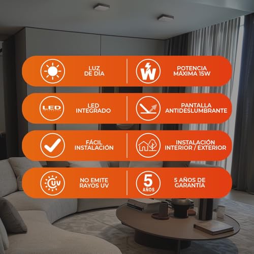 Mejores comprativas On-line Focos Sobrepuestos cuadrados disponible en línea para comprar. 11 Imagen adicional