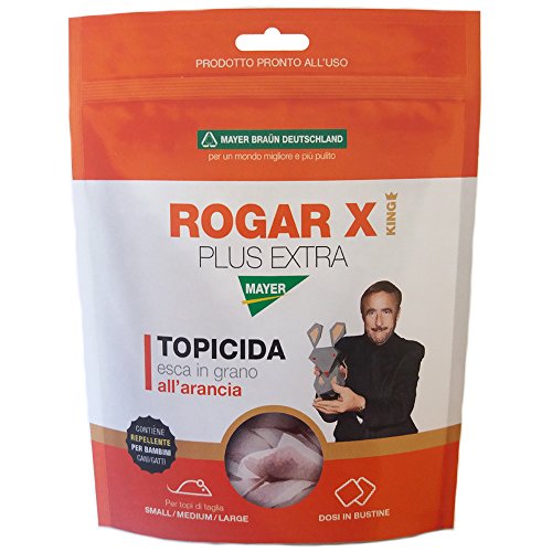 MAYERBRAUN Rogar X Topicida Esca in Grano all'arancia Per Topi Small Medium Large Grammi 150