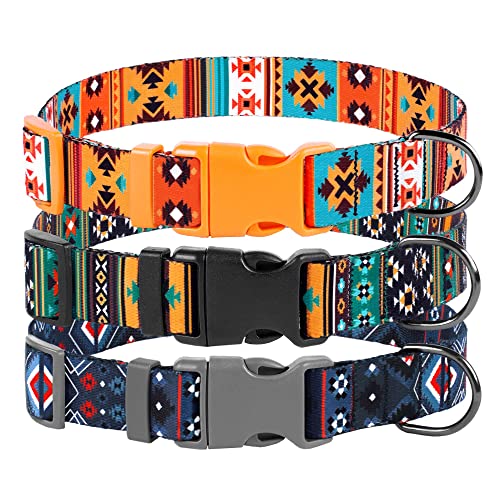 MUROM Southwest Dog Collar Tribal Pattern Adjustable Puppy Pet Collars for Small Medium Large Dogs Aztec Print (Tribal