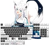 バーチャル キーキャップ PBT YouTuber vtuber 白上 フブキ Fubuki キーセット 熱昇華 132 キーセット MXスイッチ交換OEM pbtキーキャップ 61/87/104/108 コスプレ小物 プレゼント (白上 フブキ)