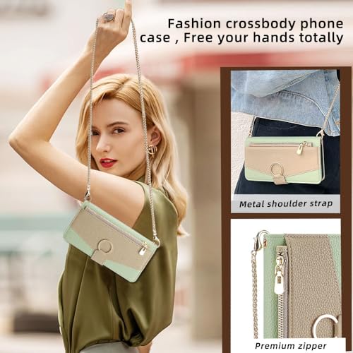 Coque portefeuille Oppo Reno 12F 5G verte pour éviter les chutes