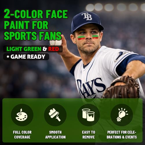 Image of BADCOLOR Portugal Red Green Face Body Paint Stick Set, Oil Based Sports Fan Makeup Stick, Waterproof Sweatproof Face Paint for Football, Rugby, Softball, Baseball, Lacrosse, Sports Accessories