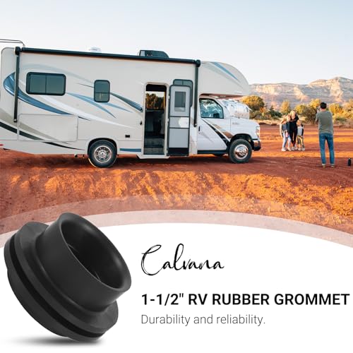 Image of Calvana (2-Pack 1-1 /2 inch RV Rubber Grommet (12483), RV Water Tank Fittings Holding Tank Fitting - Seals Securely, Black