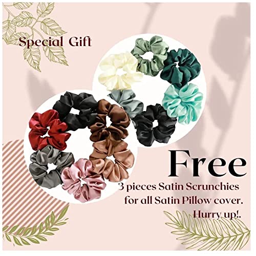 Image of Go Well Bonnet for Curly Hair with Free Satin Pillow Covers and Scrunchies | Silk Bonnet for Hair | Combo of Pack of 2 Satin Pillowcases with 3 Silk Scrunchies Adjustable HairCap (khakhi)