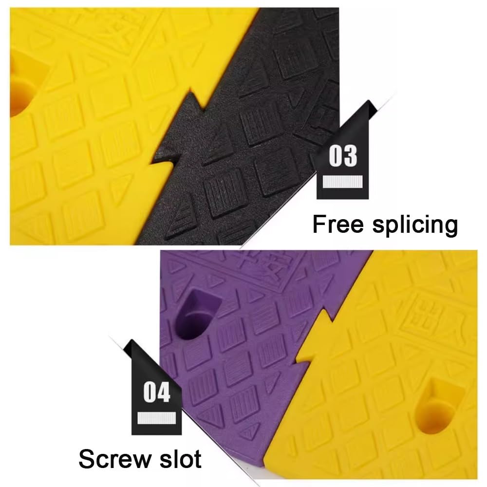 Rampa De Bordillo para Acera 16-19cm Altura De Rampas Elevadoras Portátil Y Ligera De Plástico para Silla De Ruedas, Escalones, Bicicletas, Motocicletas(Purple,6.3in Rise/16cm)