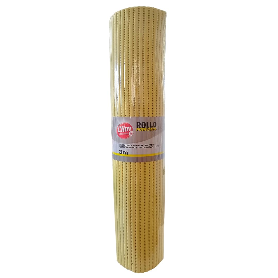 Clim Profesional Escurridor Posavasos Rollo de 3 Metros, Tratamiento Antibacterias y Color Amarillo. para hostelería, Restauración o Cocinas Domésticas.
