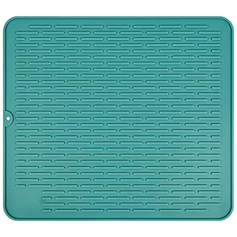 Viwehots Dish Drying Mat-Silicone Draining Mat, 17.64x15.35 Inches Silicone Counter Top Mat, Easy to Drain and Clean Extra Large Sink Mat, Hot Pad for Pots and Pans Color Teal Cover