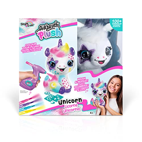 Canal Toys - Licorne à Personnaliser Airbrush Plush - Peluche Spray Art avec Feutres et Pochoirs - Dès 6 ans - OFG 228