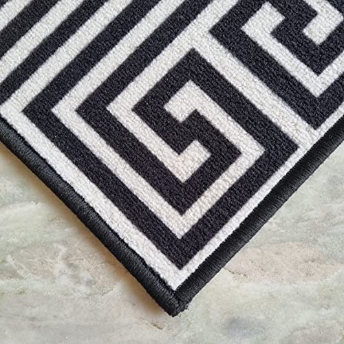 Image of Matz&More Anti Slip Multipurpose Floor Mat, 40x60cm, for Door, Entrance, Bathroom, Bedroom, Kitchen, Office, Greek Black White