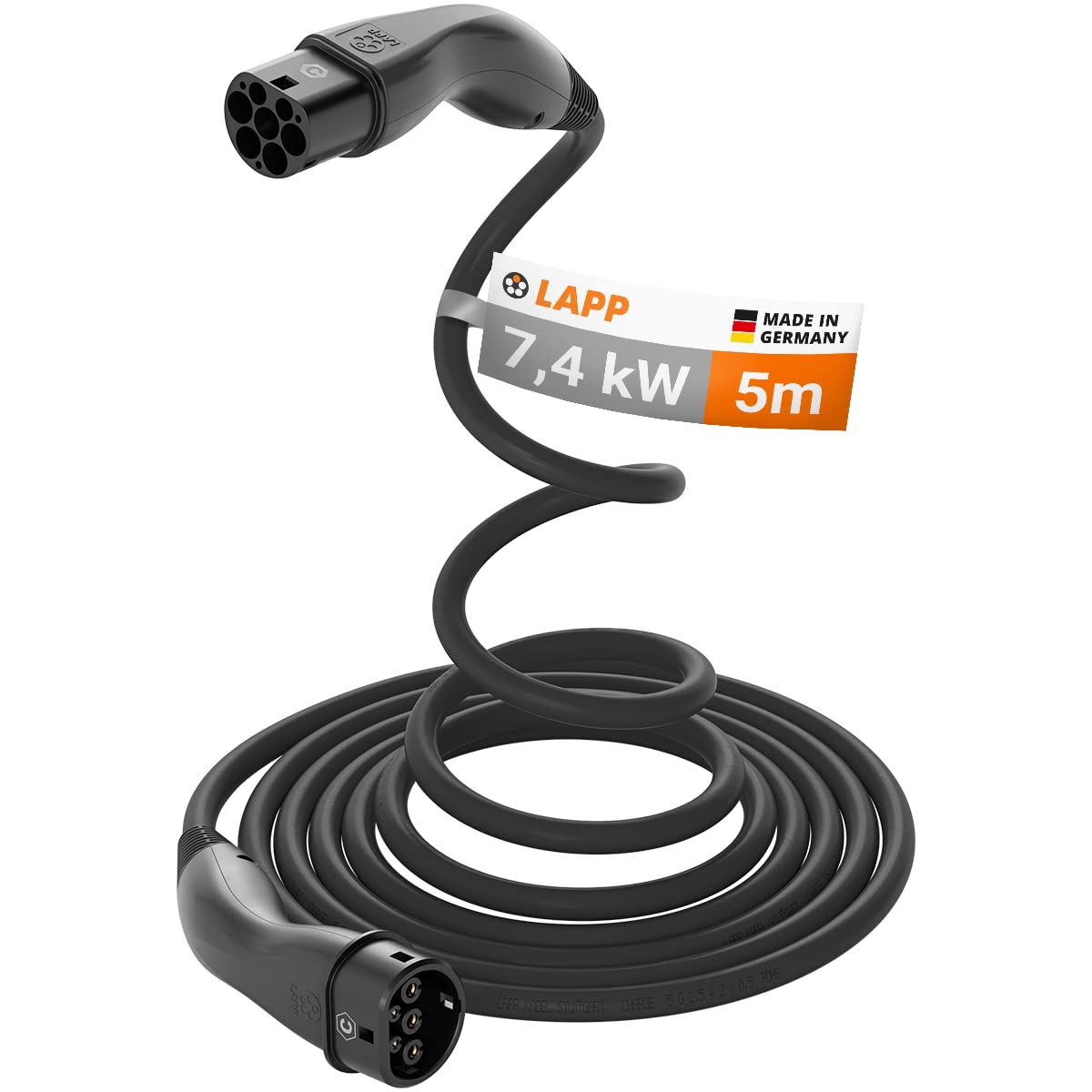 LAPP MOBILITY Helix Câble de recharge 5m type 2 7,​4 kW/​auto-​enrouleur / 32 A/​monophasé/​Câble de recharge pour voiture électrique/​Mode 3