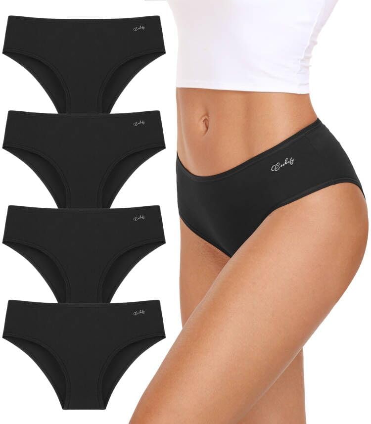 coskefy Womens Underwear Cotton Hipster Panties Soft Stretch Ladies Cheeky Bikini Briefs 4 Pack