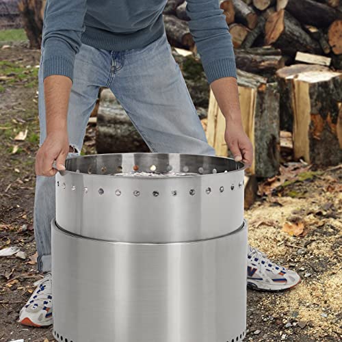 20.5" Smokeless Fire Pit with Air Switch, Wood Burning Portable Stainless Steel Outdoor Firepit with Stand and Ash Pan,Ideal for Camping for Backyard Patio and Picnic H: 11.5 in, 18.7 lbs