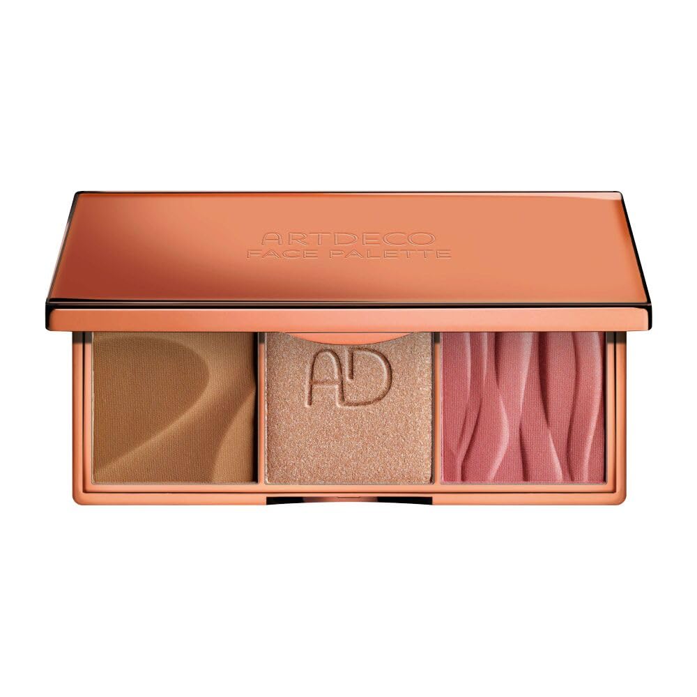 ARTDECO Face Palette – 3-in-1 Palette mit Bronzer, Blush & Highlighter, vielseitiges Make-up Set für Kontur, Glow & Frische – 1 Stück