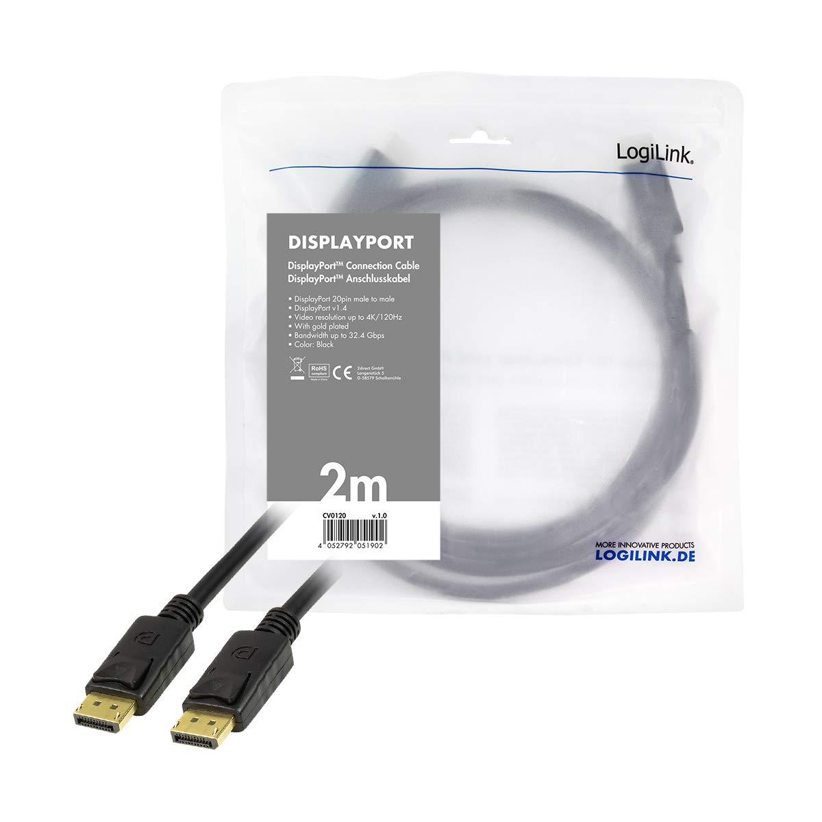 Logilink CV0121 Kabel, Czarny, 3m