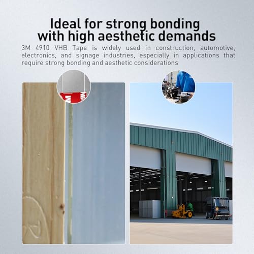 Image of 3M Double Sided Tape Heavy Duty Mounting Tape 0.39 inch x 13.8Ft 4910 Clear Strong Adhesive Waterproof Foam Tape for Home Office Car Decorative Materials and Trims