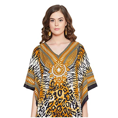 Image of Oussum Women Plus Size Kaftan Kimono Loose Maxi summer dresses for women Beach 3 /4 Sleeve Casual lounge dress Boho