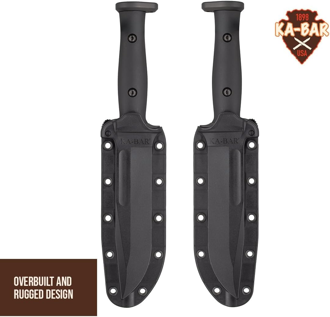 KA-BAR Slabby Fixed Blade Knife 6.86" Clip Point 1095 Cro-Van Black Blade Glass Reinforced Nylon (GRN) Handle Black
