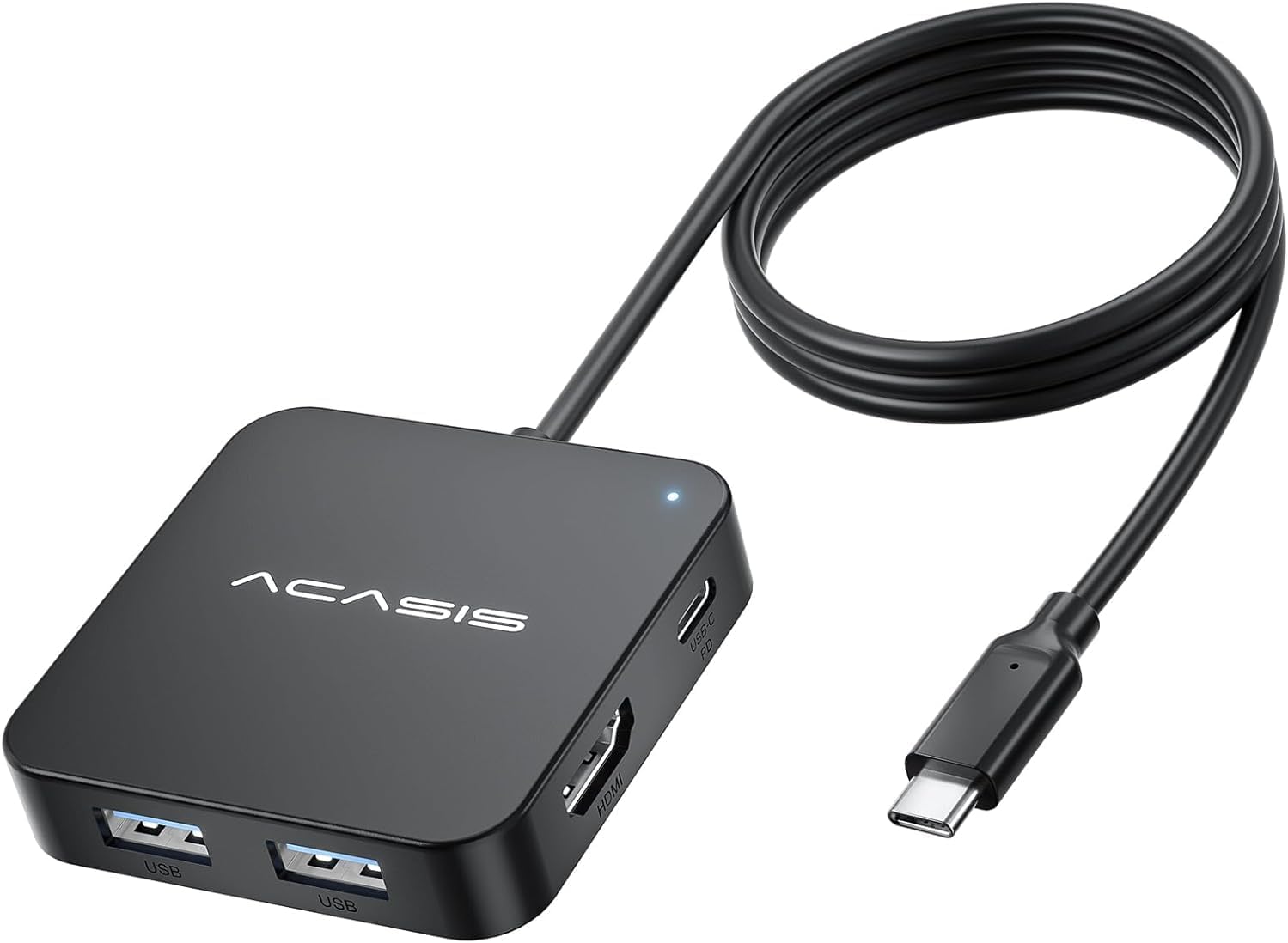 USB C Hub Long Cable 4FT 10Gbps, Multiport Adapter with 4K 60Hz HDMI, 100W Power Delivery, 3 USB A3.1+1 USB-C 3.1 Data Port, USB c to HDMI Adapter for MacBook, Dell, Lenovo, Surface, iPad PRO
