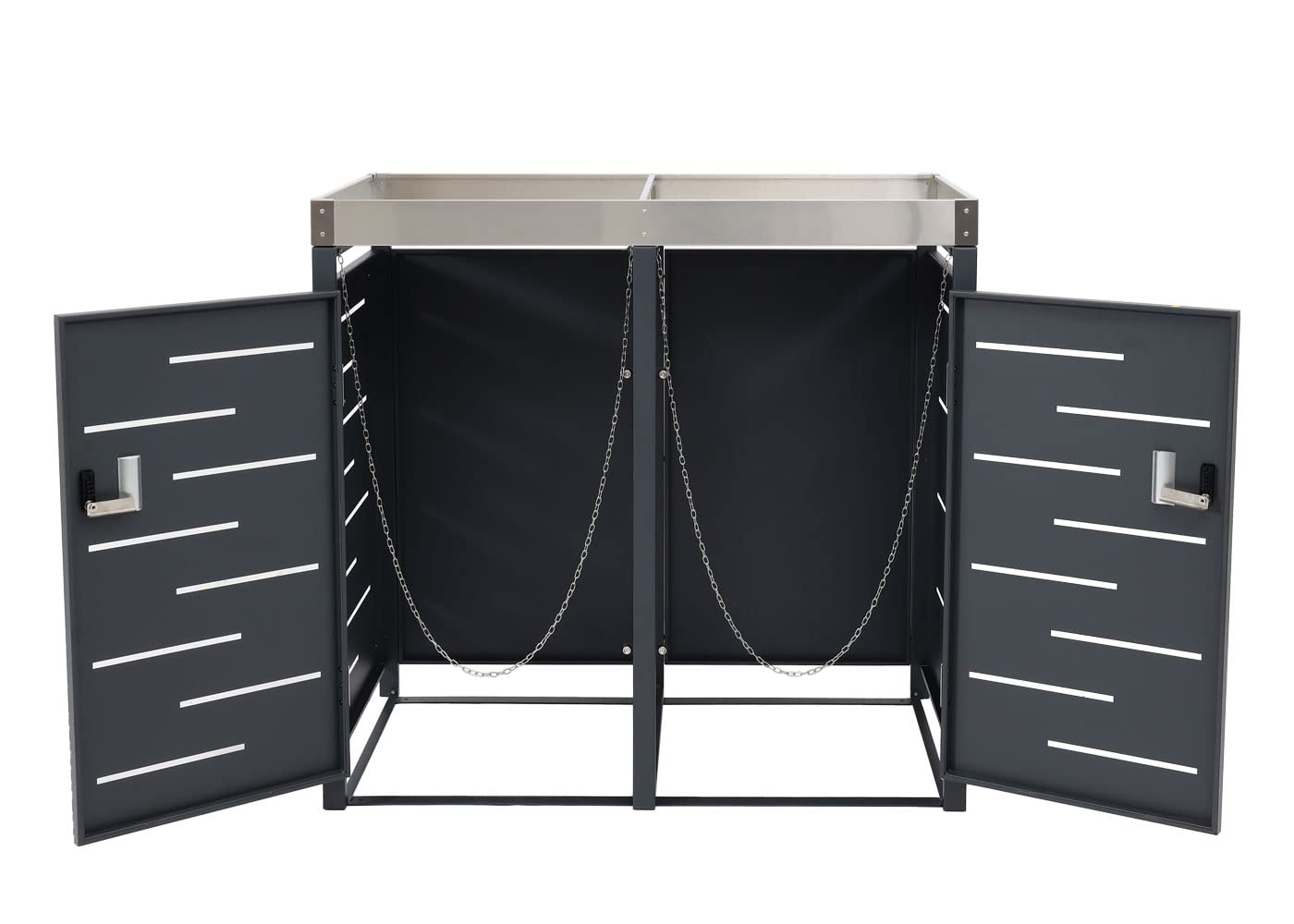 Mendler 2er-Mülltonnenverkleidung HWC-H40b 110x115x62cm Edelstahl | Mülltonnenbox, Pflanzkasten, Metall-Kombi, 39kg, erweiterbar