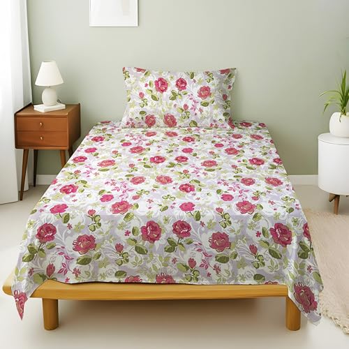 Image of Weave & Decor Cotton Bedsheet for Single Bed 90x60 Inches Soft and Breathable, Includes 1 Pillow Cover 20x30 Inches