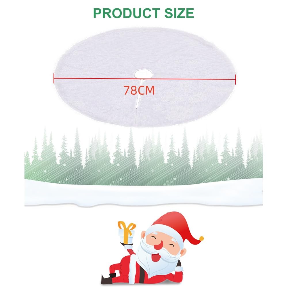 Falda de Árbol de Navidad,Cubre Pie,Alfombra Arbol de Navidad,Alfombra para la Decoración de la Fiesta de Christmas, para Fiesta de Christmas Decoraciones navideñas,Saia Arvore de Natal,78cm,Blanco